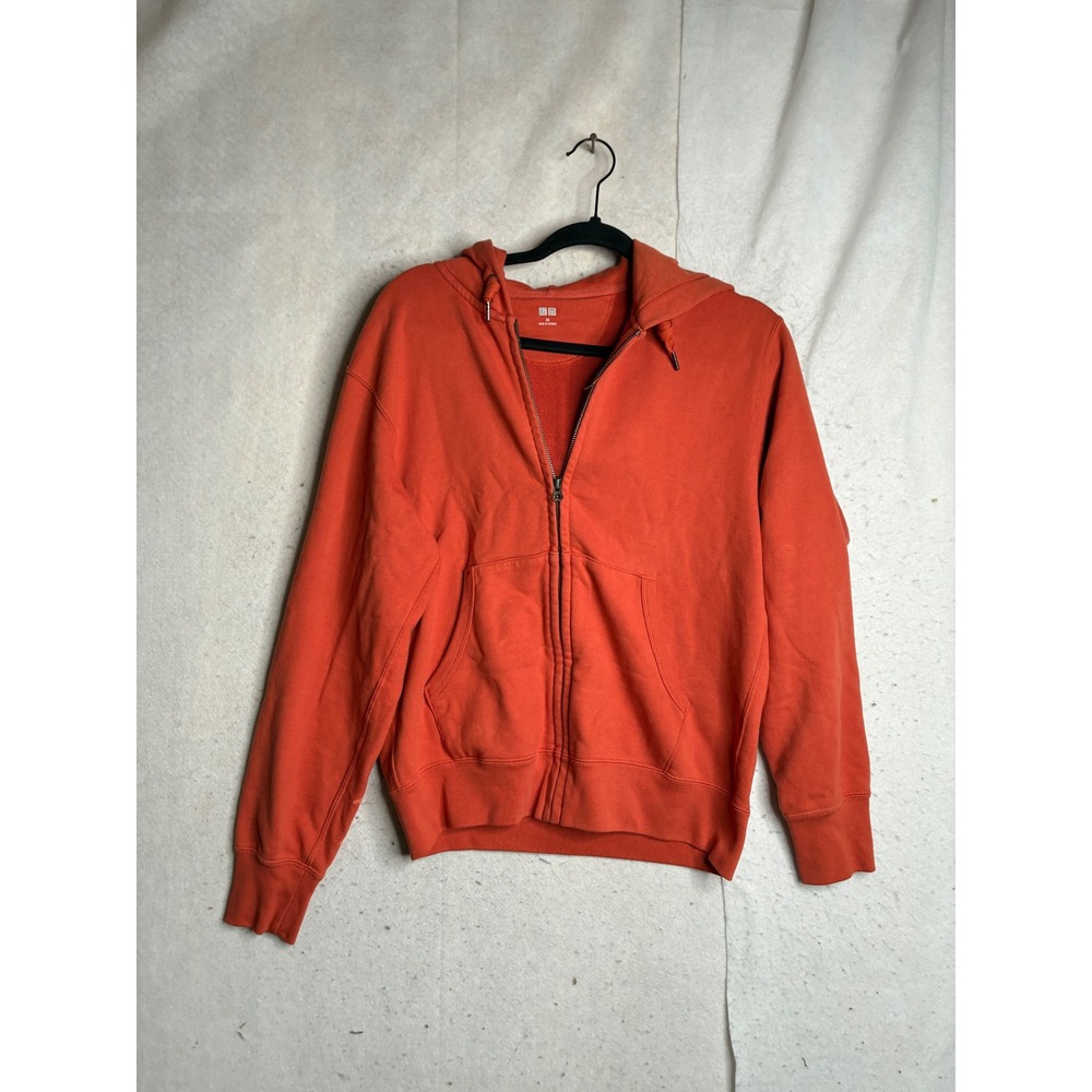 Uniqlo Mens XS Full Zip Hoodie Burnt Orange French Terry Sweatshirt 341-460324